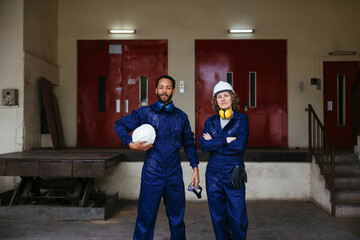 Team of construction workers taking a break
