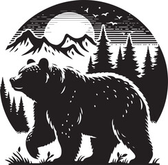Bear black silhouette vector illustration