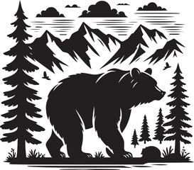 Bear black silhouette vector illustration