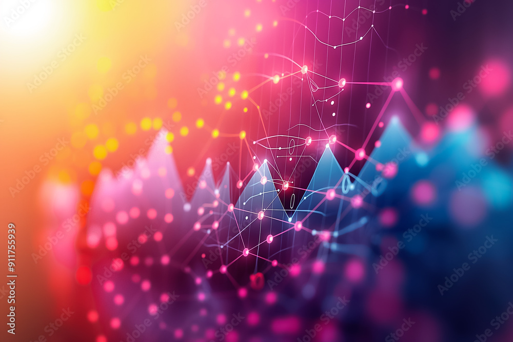 Poster exploration of abstract data visualization utilizing vibrant colors and engaging graphical elements 