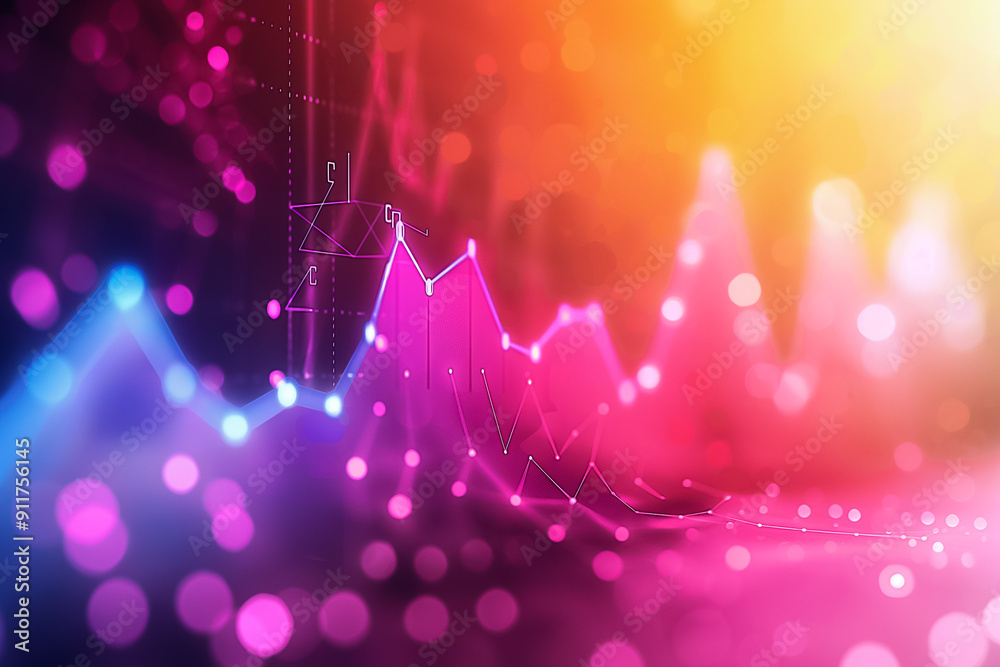Poster exploration of abstract data visualization utilizing vibrant colors and engaging graphical elements 