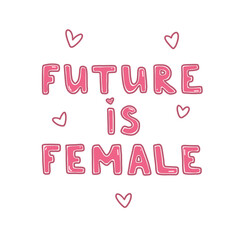 Future Is Female Pink Word Typography Style Illustration, Feminist, Girl Power, Transparent Background, PNG Image