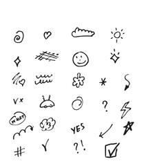 set, of hand, drawn, sketch, of prints