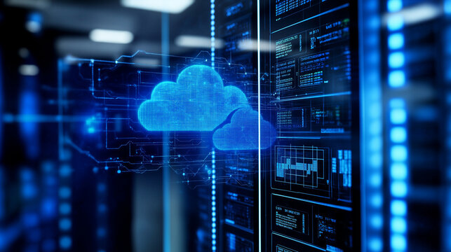 Diagram of a cost-efficient cloud computing setup, featuring a pay-per-use pricing model and efficient resource utilization practices