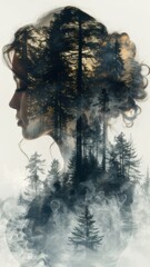 Silhouette of a woman with a forest overlay