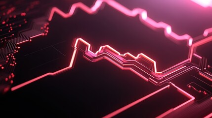 Naklejka premium Holographic trading trends, neon circuit patterns, corporate background, selective focus on foreground, copy space for text, ultra HD,