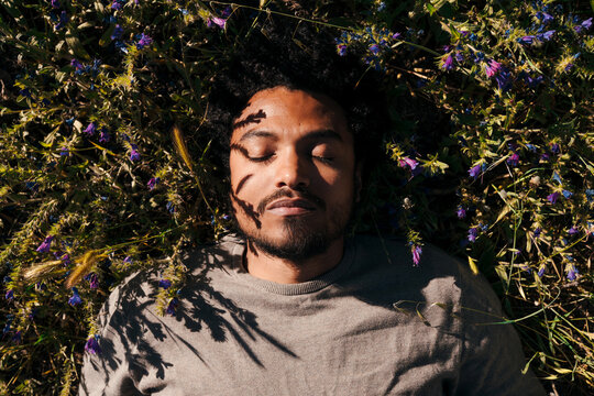 Relaxed man in nature portrait