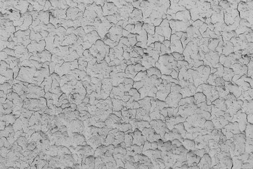 Peeling gray paint on the wall. Old cracked texture background