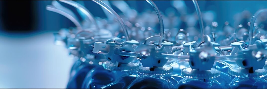 Close up of EEG electrodes in gel for electrical conduction ready for placement on patient s head