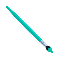 Paintbrush with turquoise handle and ink. Flat vector illustration isolated on white background. Art and creativity concept. Perfect for educational materials and design projects
