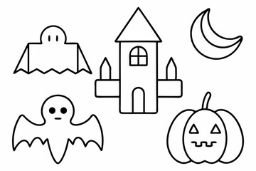 Halloween Line Icon Vector Set - Printable Graphics