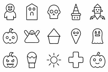 Halloween Line Icon Vector Set - Printable Graphics