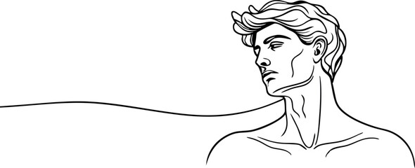 Minimalist Line Art Vector of a Male Portrait
