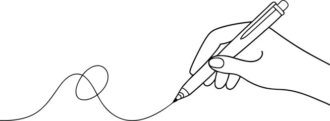 Hand Drawing with Pen Line Art Illustration on White Background