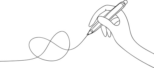 Hand Drawing Creative Line Art With Pen on White Background