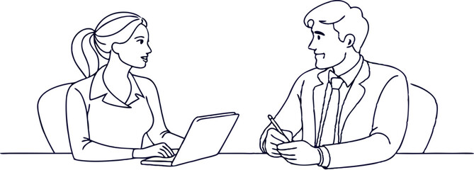 Colleagues Discussing Work In Business Meeting Illustration