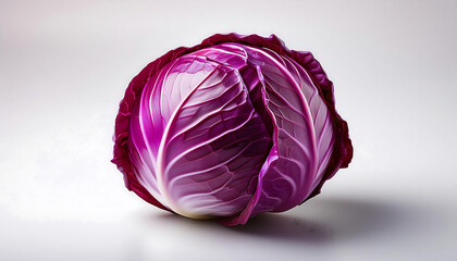 Obraz premium A single red cabbage on a white background