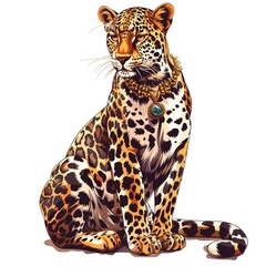 Naklejka premium Leopard Vintage Glam animal fashion cartoon isolated whitebackground 16:9