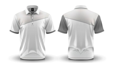 white and gray sublimation shirt for polo sport jersey template. front and back view. 