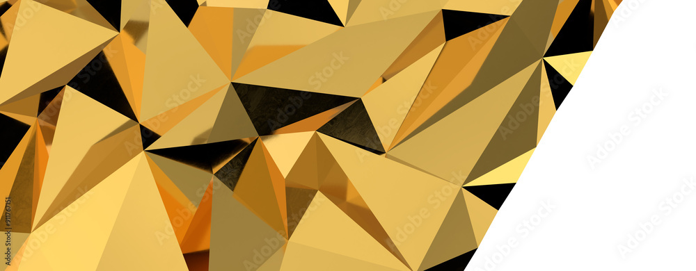 Poster (mehrere werte)gold polygon background 3d rendering, 3d illustration. abstract triangle background. 