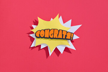 Colorful Congrats Design On Vibrant Red Background