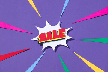 Colorful Sale Banner with Comic Book Style Design