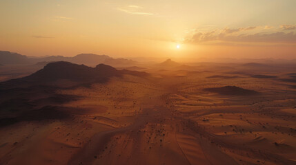 African Desert Sunrise : Stunning Drone Aerial Cinematic Shot Enhanced with AI