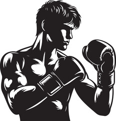 Boxer black silhouette vector illustration