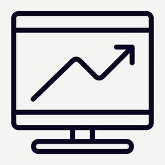 Computer icon with graph up on the screen, illustration of a chart up increasing business sales, profits and wealth, suitable for infographics and motion graphic elements.