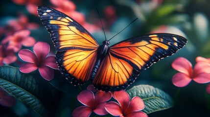 A butterfly is sitting on a flower