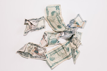 Crumbled Money Financial Concept