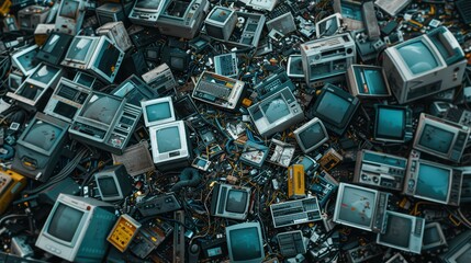 Collection point for electronic waste, including old computers and mobile phones