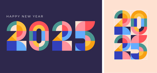 Happy New Year 2025. Geometrical modern style design, concept illustration, banner, poster and background