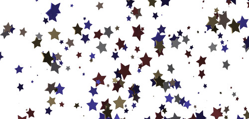 Banner with golden decoration. Festive border with falling glitter dust and stars.