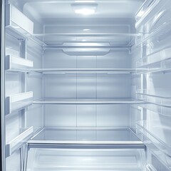 Close-up of a double white freezer refrigerator without food inside