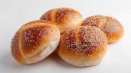 Buns on a white background. Baked goods. Bakery products.	