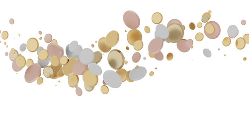 Radiant Revelry: Dynamic 3D Illustration of a Radiating gold Confetti Celebration