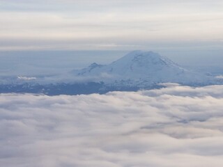 Mount Rainer snow covered mountains in winter