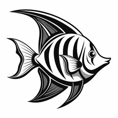 Stylized Line Drawing of an Angelfish