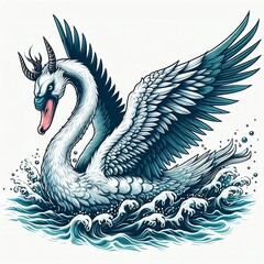 Obraz premium black swan on white