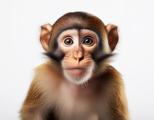 Monkey Close Up on White Background 