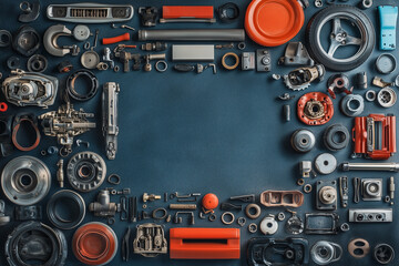 Fototapeta premium Automotive Enthusiasm: An Edge Trimmed with Car Model Parts