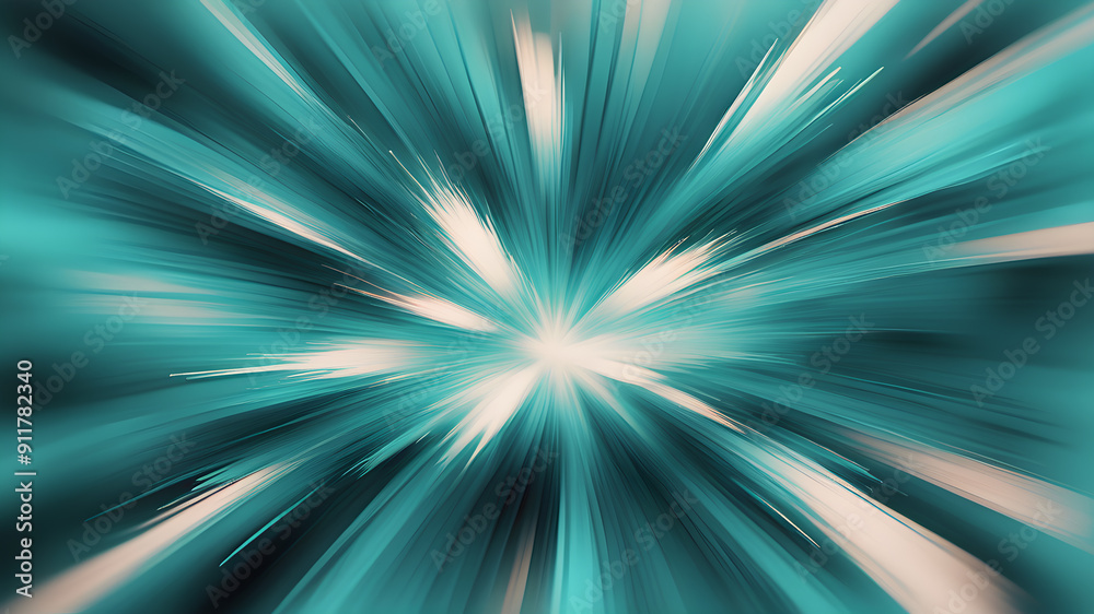 Wall mural blurred turquoise zoom perspective background. abstract soft explosion effect. generative ai