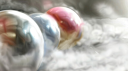Obraz premium Abstract spheres in a smoky environment with a dynamic feel.