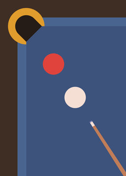 Balls and cue.