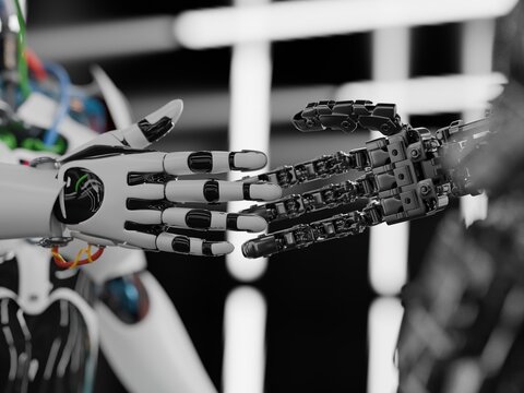 Two Cyborgs Shaking Hands
