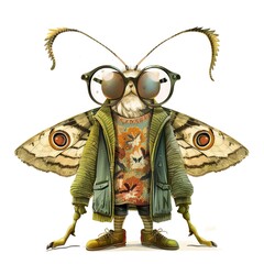 Moth Smart Casual animal fashion cartoon isolated whitebackground 16:9