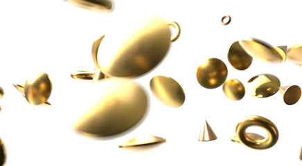 Sparkling Jubilation: Breathtaking 3D Illustration of Sparkling gold Confetti Celebration