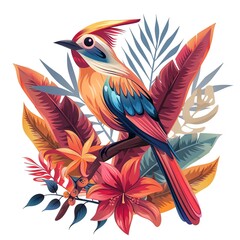Obraz premium Nightingale Tropical animal fashion cartoon isolated whitebackground 16:9