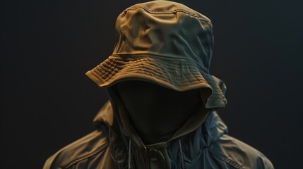 A person dressed in casual attire with a hat and jacket, ready for an outing